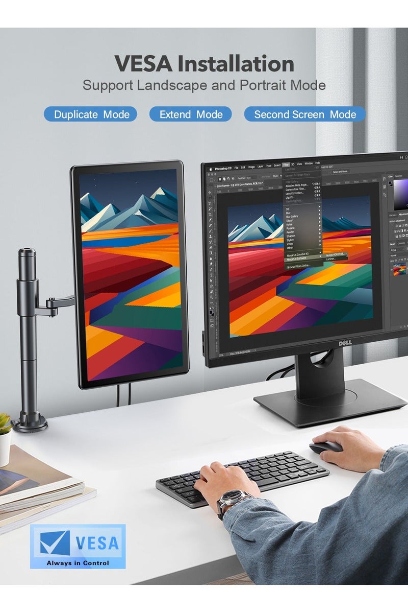 أوبيرفكت شاشة محمولة UPERFECT مقاس 15.6 بوصة 60 هرتز 5 نقاط شاشة تعمل باللمس 1920*1080 FHD IPS منفذ DVI و VGA و HDMI شاشة ثانية للكمبيوتر المحمول/التلفزيون/وحدة التحكم في الألعاب، قابلة للتركيب على VESA - Image 4