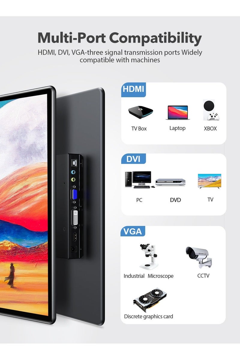 أوبيرفكت شاشة محمولة UPERFECT مقاس 15.6 بوصة 60 هرتز 5 نقاط شاشة تعمل باللمس 1920*1080 FHD IPS منفذ DVI و VGA و HDMI شاشة ثانية للكمبيوتر المحمول/التلفزيون/وحدة التحكم في الألعاب، قابلة للتركيب على VESA - Image 3