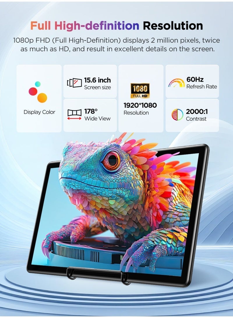 UPERFECT Portable Monitor 15.6 Inch 5 Point Touchscreen 1920*1080 FHD IPS DVI &VGA & HDMI Port Second Screen for Laptop/TV/Game Console, VESA Mountable - Image 3