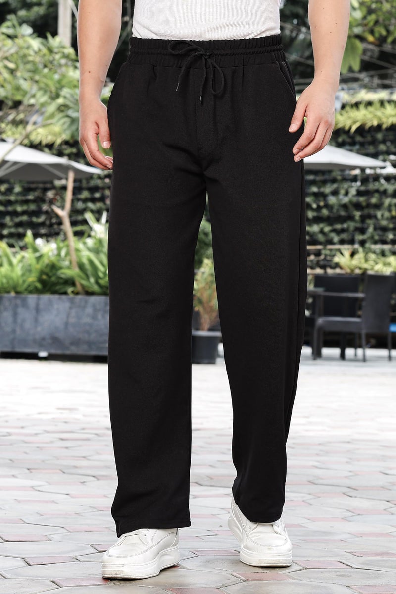 SWADESI STUFF Men’s Polycotton Straight Fit Track Pants | Mid-Rise Joggers with Flexi Waistband & Pockets | Stretchable Casual Sports Wear Pants for Men (in, Alpha, M, Regular, Black) - Image 5