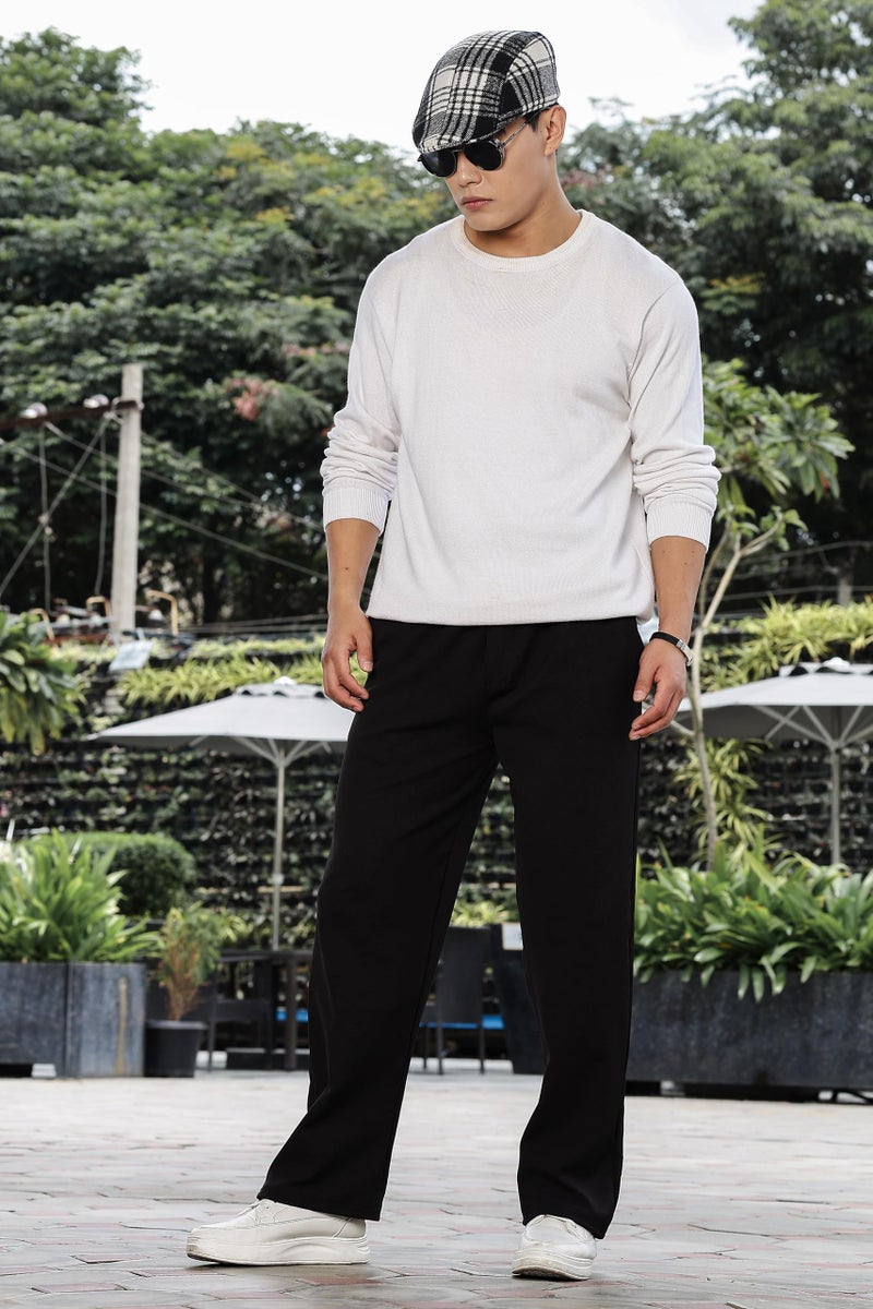 SWADESI STUFF Men’s Polycotton Straight Fit Track Pants | Mid-Rise Joggers with Flexi Waistband & Pockets | Stretchable Casual Sports Wear Pants for Men (in, Alpha, M, Regular, Black) - Image 3
