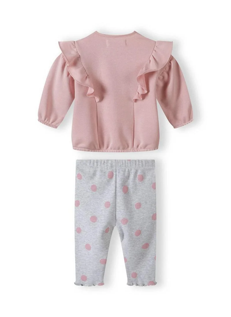 MINOTI Baby Long Sleeve Frill Shoulder Sweatshirt And Rib Legging Set