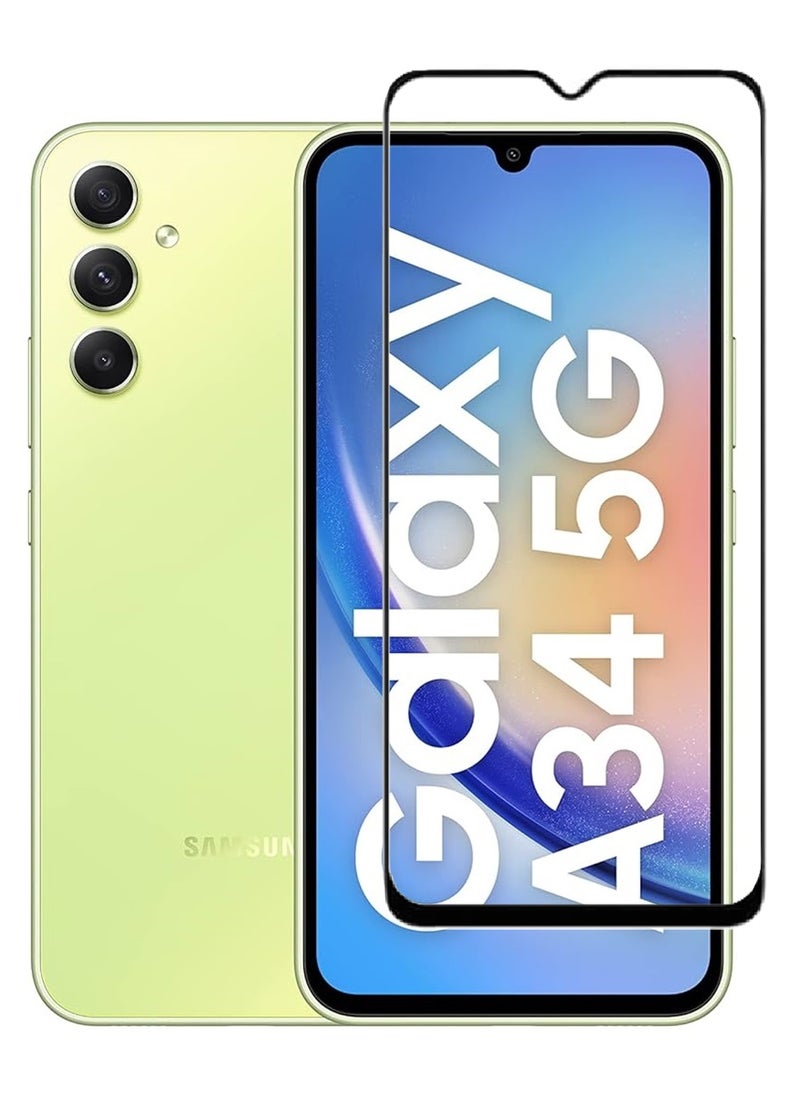 AINA Tempered Glass Screen Protector 5D Designed For Samsung Galaxy A34 5G Full Glue Edge to Edge Full Screen Coverage And Bubble Free - Image 1