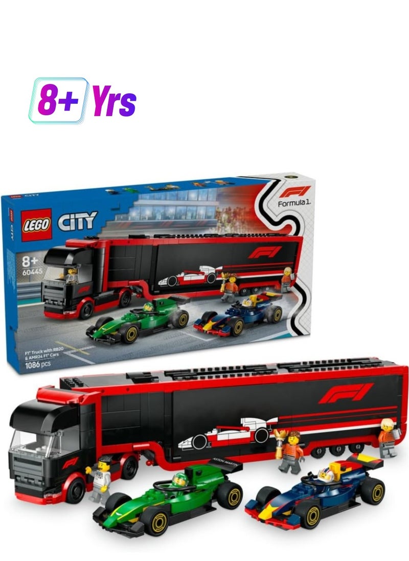 LEGO LEGO F1 Truck With RB20 And AMR24 F1 Cars 60445  - Image 1