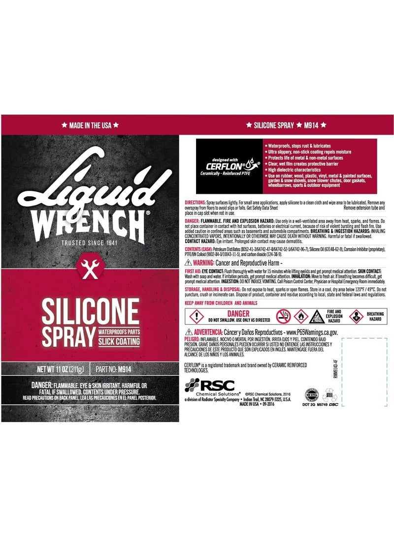 LIQUID WRENCH Silicone Spray Lubricant Waterproofs Parts Slick Coating Long Lasting Lubrication For Multi Purpose Use 311G - Image 2