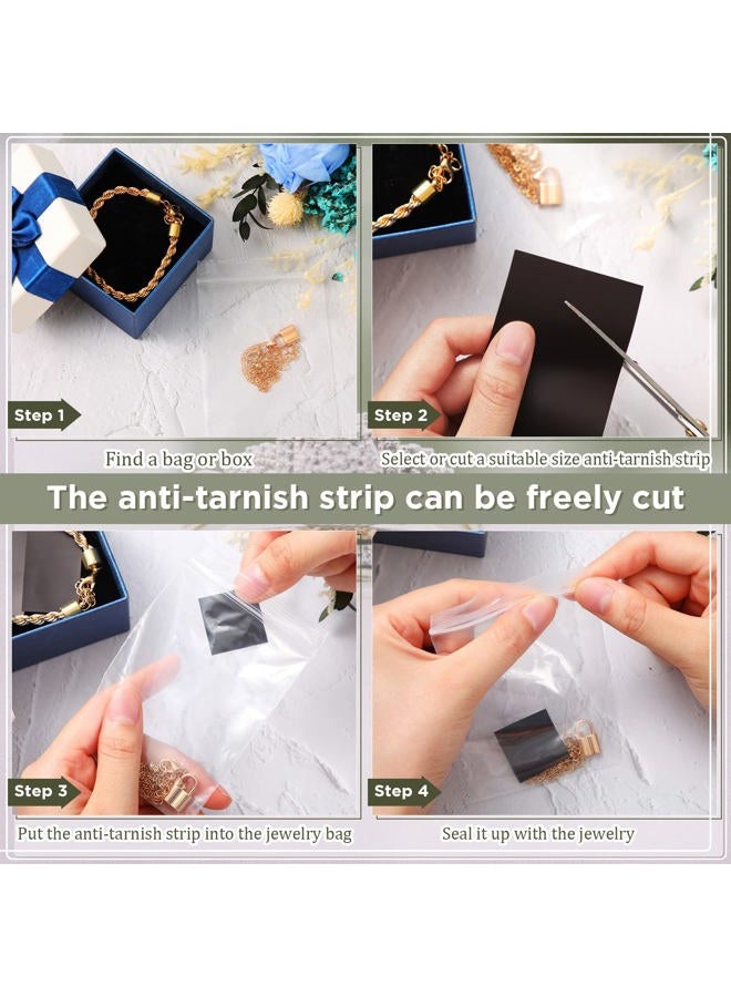 Sureio 7 x 2 Inch Anti Tarnish Strips Tabs Silver Tarnish Strips Paper Tabs Silver Jewelry Tarnish Protector Black Anti Tarnish Squares for Jewelry Storage (30) - Image 2