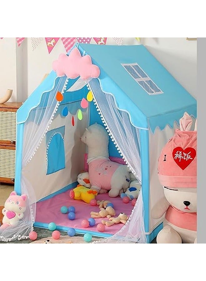 DUNISO خيمة أطفال كبيرة داخلية، خيمة لعب للأطفال، مع أضواء خيط النجوم، قلعة أميرة داخلية، لعبة منزل للعب الممتع والمبتكر، خيمة لعب للأطفال، زينة حفلة عيد الميلاد، 120*100*130 سم، زرقاء - Image 5