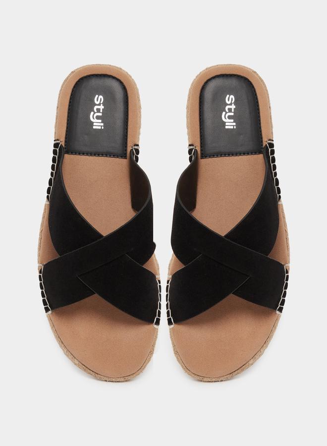 Styli Styli Cross Strap Jute Espadrille Sandals  - Image 5