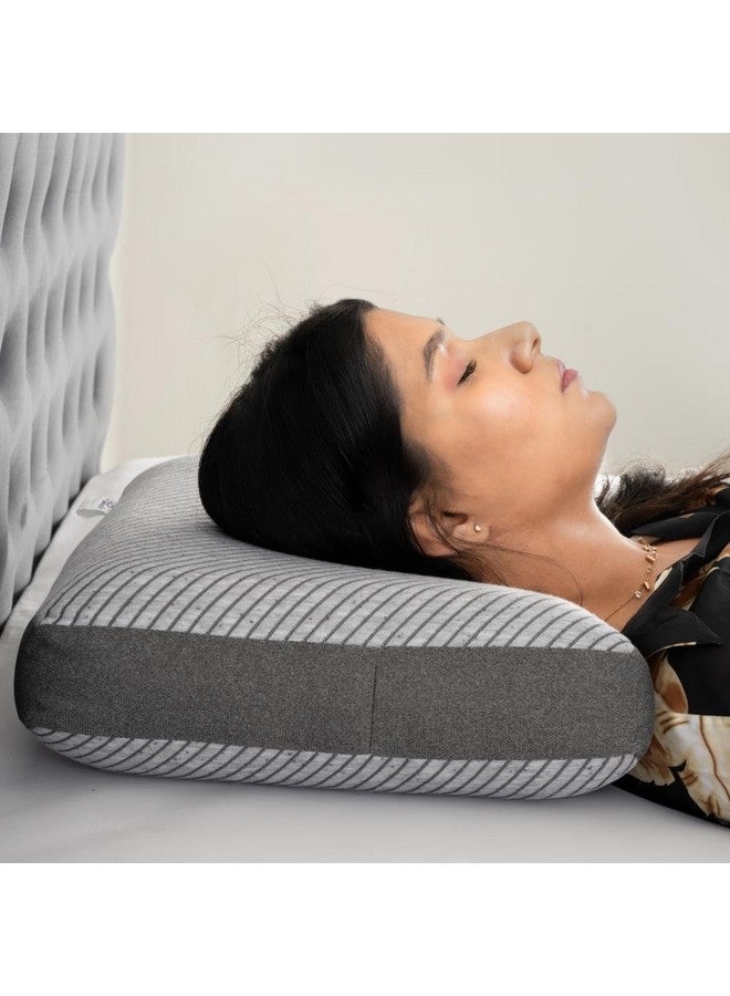 Wakefit وسادة واكفيت من فوم الذاكرة | ضمان لمدة 1 سنة | وسائد طبية لآلام الرقبة، وسادة فوم الذاكرة، وسادة فوم الذاكرة للنوم، وسائد فوم الذاكرة (21 x 15 x 5 بوصة، مجموعة من 2 - رمادي فاتح) - Image 3