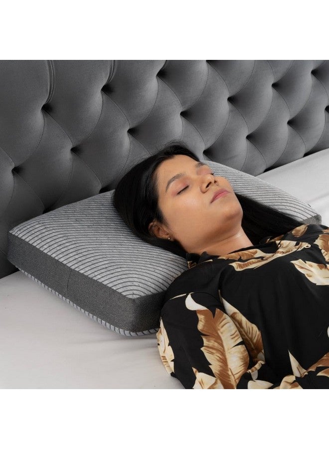 Wakefit وسادة واكفيت من فوم الذاكرة | ضمان لمدة 1 سنة | وسائد طبية لآلام الرقبة، وسادة فوم الذاكرة، وسادة فوم الذاكرة للنوم، وسائد فوم الذاكرة (21 x 15 x 5 بوصة، مجموعة من 2 - رمادي فاتح) - Image 2