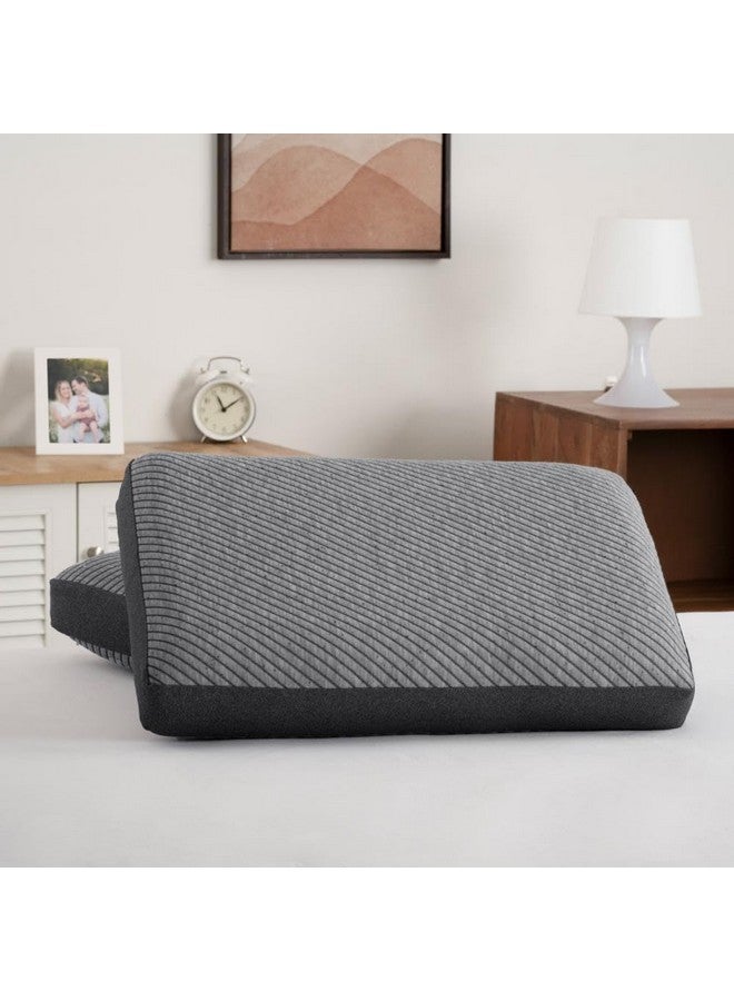 Wakefit وسادة واكفيت من فوم الذاكرة | ضمان لمدة 1 سنة | وسائد طبية لآلام الرقبة، وسادة فوم الذاكرة، وسادة فوم الذاكرة للنوم، وسائد فوم الذاكرة (21 x 15 x 5 بوصة، مجموعة من 2 - رمادي فاتح) - Image 4