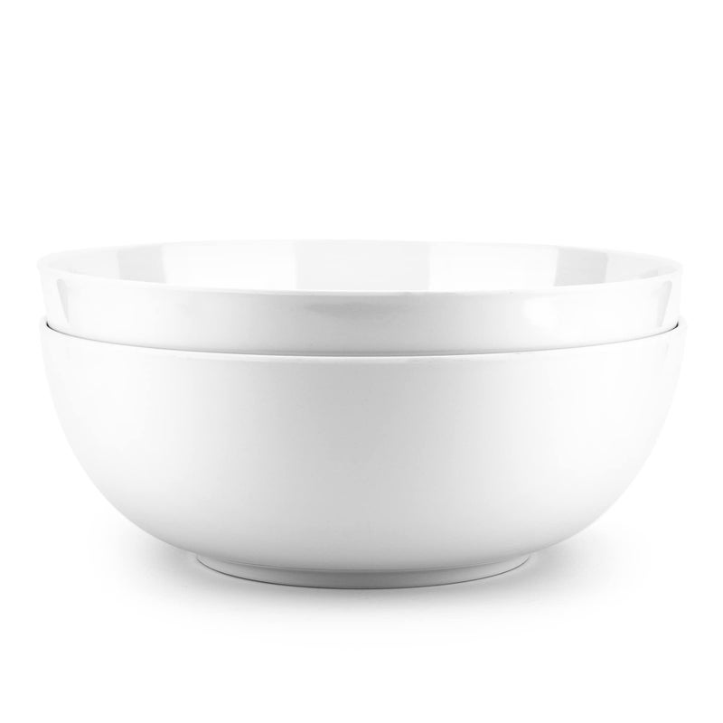 KXWARE 11inch Melamine Serving Bowls  Larger Salad Bowls Mixing Bowls Set of 2 White