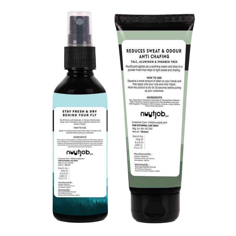 Nuutjob Men Stay Dry Combo  Pack of 2 Intimate Liquid Powder 100 ml  Intimate Deo Spray 100 ml  Cruelty Sulfate  Paraben Free  Alcohol Free  Lotion  For Men  Boys  200 ml Pack - Image 2