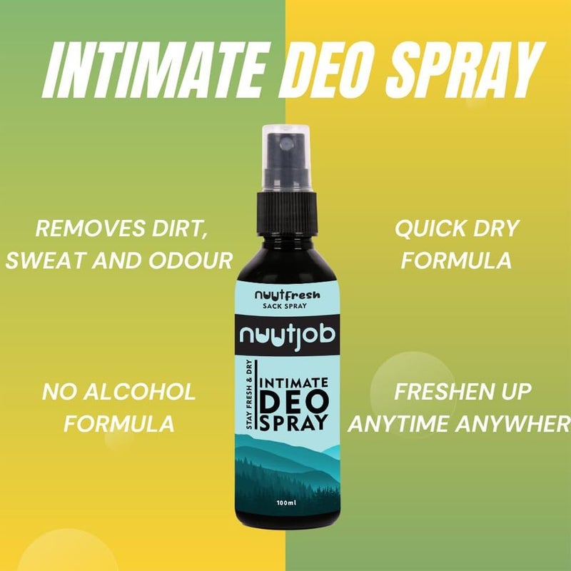 Nuutjob Men Stay Dry Combo  Pack of 2 Intimate Liquid Powder 100 ml  Intimate Deo Spray 100 ml  Cruelty Sulfate  Paraben Free  Alcohol Free  Lotion  For Men  Boys  200 ml Pack - Image 3