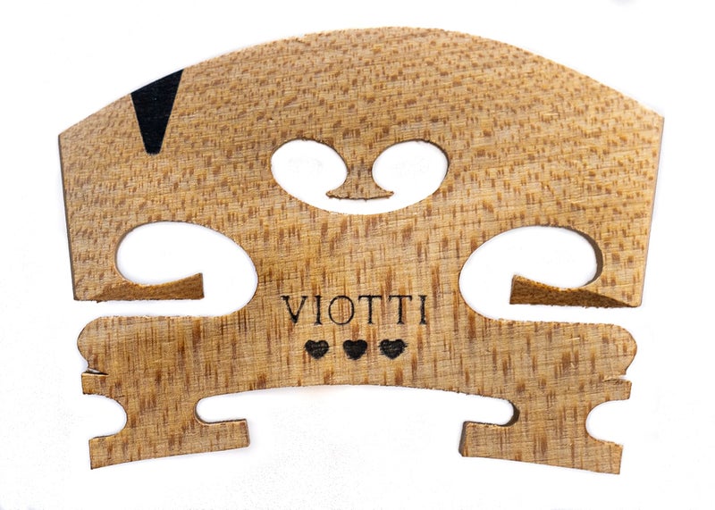 Viotti Violin Bridge 4/4: Finer Grade Solid Maple Violin Bridge, Pre-Cut & Pre-Fitted to Fit Most 4/4 Violins, Crafted by Highly Skilled Experts for Sharper Sound, Volume, Beauty & Clarity - Image 1