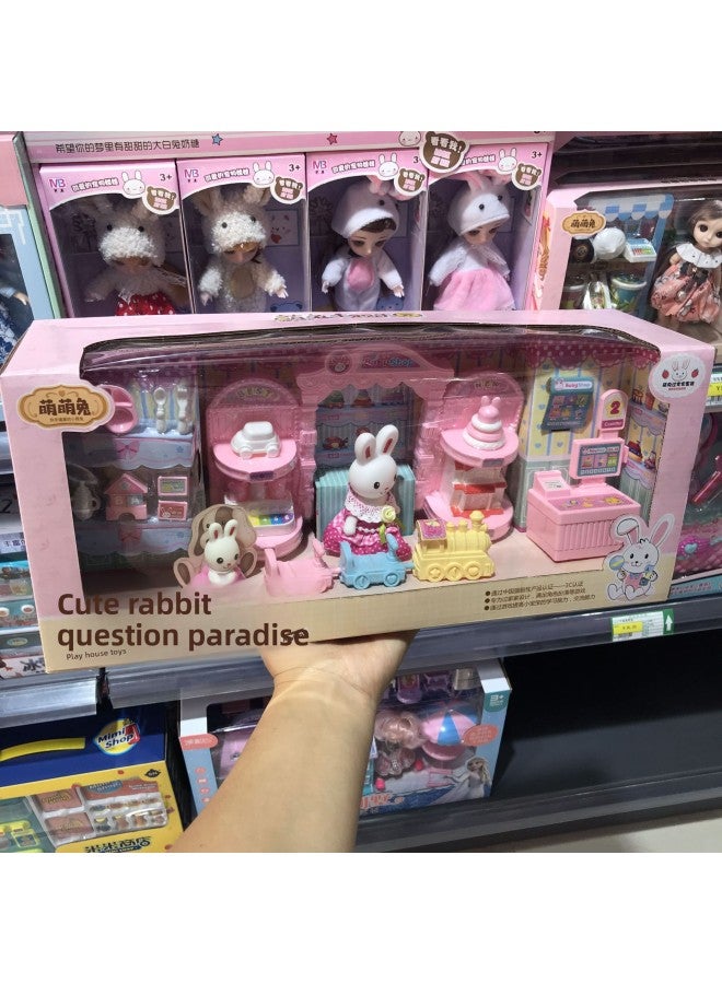 Convenience Store Play House Toys Supermarket Children's Playground Beverage Food Cash Register Children's Play House Toys-Color:925 Moe Rabbit Convenience Store - Image 2
