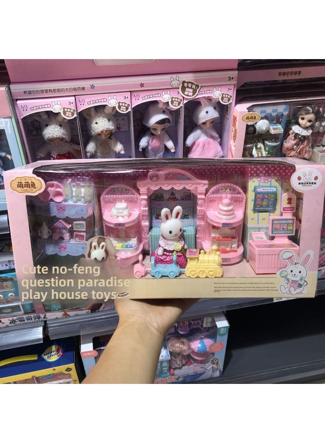 Convenience Store Play House Toys Supermarket Children's Playground Beverage Food Cash Register Children's Play House Toys-Color:925 Moe Rabbit Convenience Store - Image 1