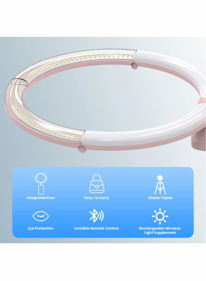 Captaintech Foldable Portable Travel Selfie Ring Light, 10” Rechargeable Cordless Ring Light, 4000mAh Battery, 79” Foldable Selfie Tripod Stand Travel Ring Light for Selfie, Live Stream, Pink - Image 5