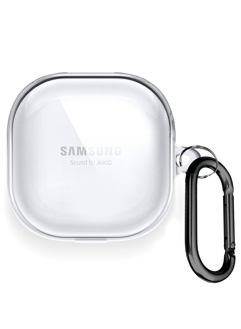 CATANES Samsung Galaxy Buds Live Crystal Clear Shockproof Case Transparent Ultra Slim Cover with Keychain Carabiner - Image 1