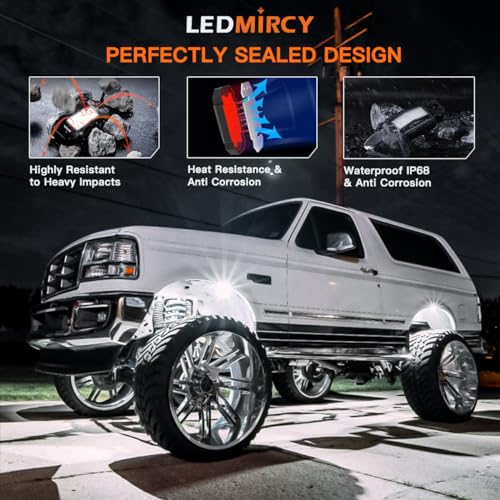 LEDMIRCY R2 Pure White Rock Lights Kit with Roker Switch Wire Harness 12PCS LED Rock Lights White for Offroad Trucks ATV UTV SUV Underglow Lights Trail Rig Lights Under Body High Power Waterproof - Image 2