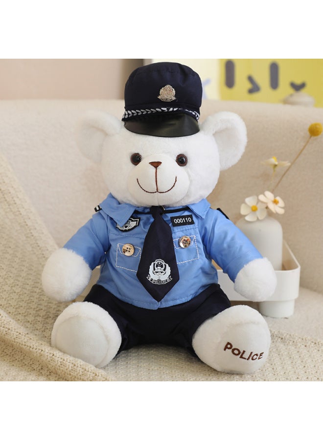 Traffic Police Bear Doll Teddy Bear Plush Toy Doll Special Police Fire Police Bear Police Bear Doll Wholesale-Color:White Police Bear ]-Height:25cm - Image 1