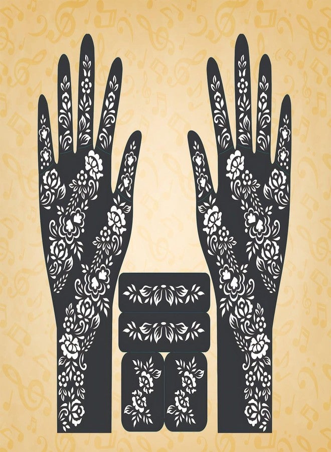 Ivana's Full Hand Elegant Floral Pattern Bridal Mehndi Stencil Sticker for Bride’s Special Day Functions Easy to Use with Instant Beautiful Design | DES-1055 - Image 2