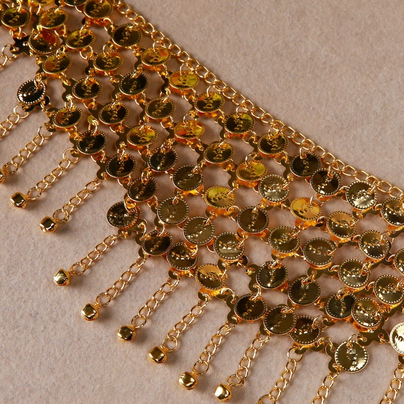 Dancer Coin Belly Dance Waist Chain Belly Dance Belt Waist Chain Waist Decoration Oriental Dance Waist Chain Metal Waist Chain(Gold, Free size) - Image 3
