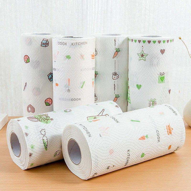 Vaigzo New Kitchen Towel Tissue Roll Tissue Paper Washable And Reusable Tissue Roll Non-stick Oil Absorbing Paper Roll Kitchen Paper Towel Wipe Dish Cloth Cleaning Cloth Pack Of (3) - Image 1