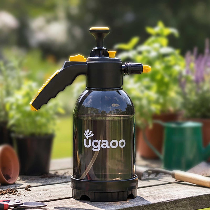 UGAOO Pressure Spray Pump - 2 Litre | Garden Sprayer, Plant Spray Bottle, Water Sprayer for Plants, Pressure Spray Bottle for Home & Car Washing, Gardening Tool - Black - Image 1