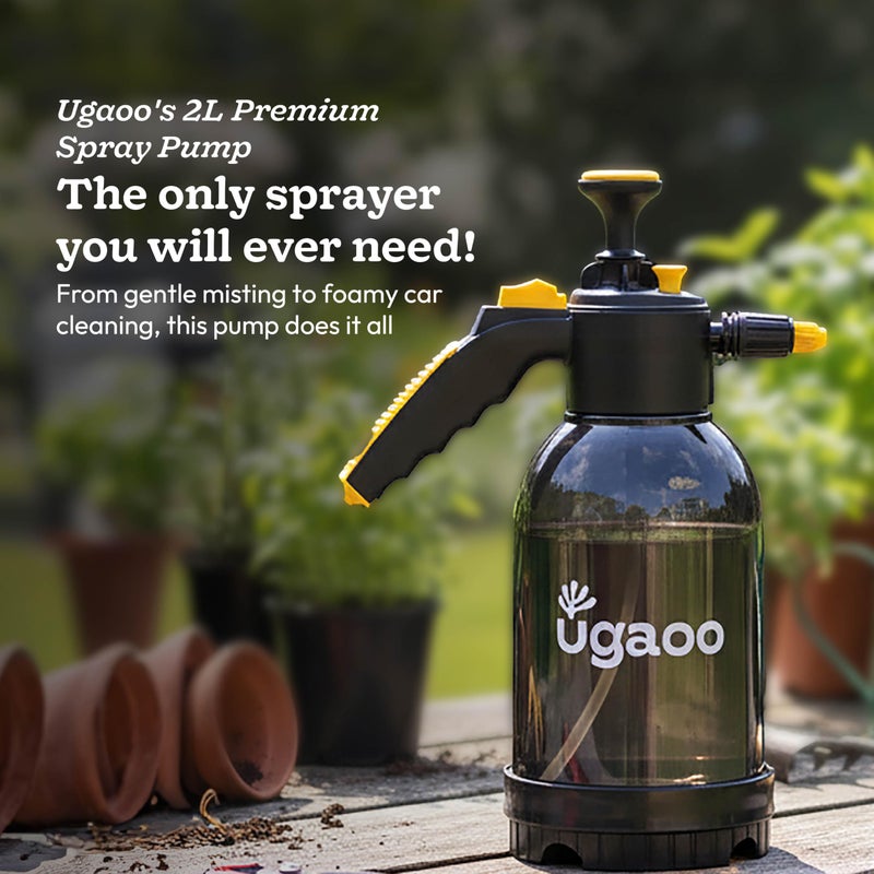 UGAOO Pressure Spray Pump - 2 Litre | Garden Sprayer, Plant Spray Bottle, Water Sprayer for Plants, Pressure Spray Bottle for Home & Car Washing, Gardening Tool - Black - Image 2