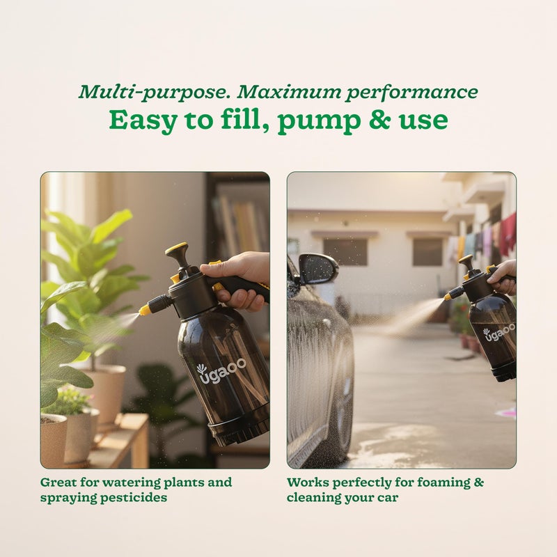 UGAOO Pressure Spray Pump - 2 Litre | Garden Sprayer, Plant Spray Bottle, Water Sprayer for Plants, Pressure Spray Bottle for Home & Car Washing, Gardening Tool - Black - Image 3
