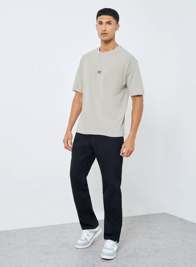 Styli Sew Panelled Acid Wash Jersey T-Shirt