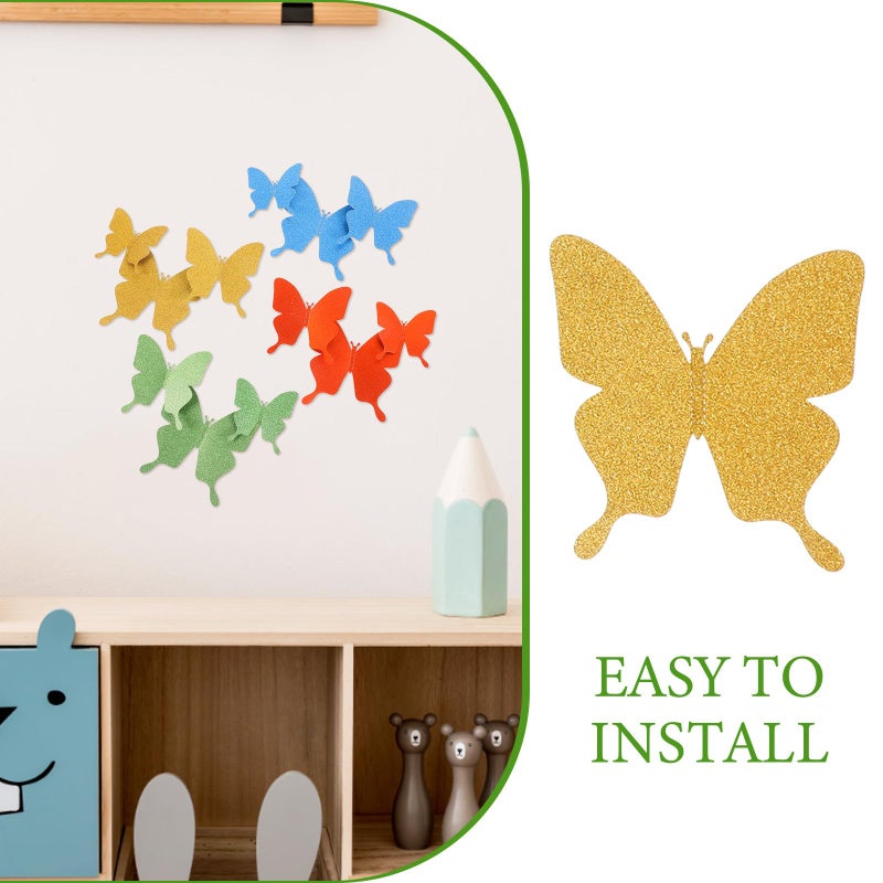 12Pcs 3D Removable Butterfly Wall Stickers PVC Wall Decor For Bedroom Decoration - Image 5