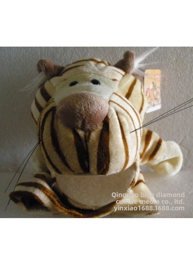 Generic - Plush Hand Doll Abdominal Language Animal Gloves Mouth Moveable Parent-Child Interactive Toy Doll With Legs And Legless-Color:Yellow Tiger-Height:22cm - Image 1