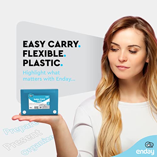 Enday Index Card Holder Blue, 3x5 Note Flash Card Organizer Case, File Box with 5 Dividers, Notecard Box Holds 100 Cards, Also Available in Red, Purple, Green, Pink, Grey, 4 Pack - Image 2