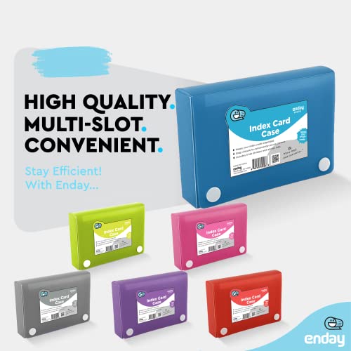 Enday Index Card Holder Blue, 3x5 Note Flash Card Organizer Case, File Box with 5 Dividers, Notecard Box Holds 100 Cards, Also Available in Red, Purple, Green, Pink, Grey, 4 Pack - Image 4
