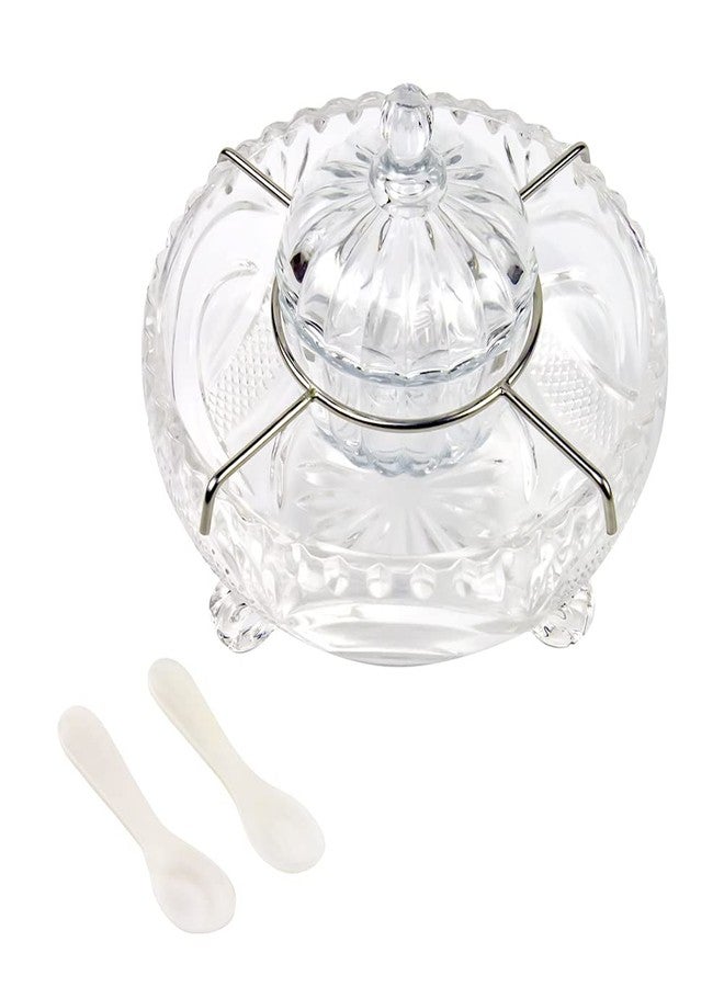 DUEBEL Glass Caviar Dish, 1 Pumpkin-Shape Glass Divided Serving Set Plus 2 pcs. x Mother of Pearl Spoon – Caviar Chiller, Shrimp Serving Dish for Kitchen, Bar, Restaurant, Catering Events - Image 1