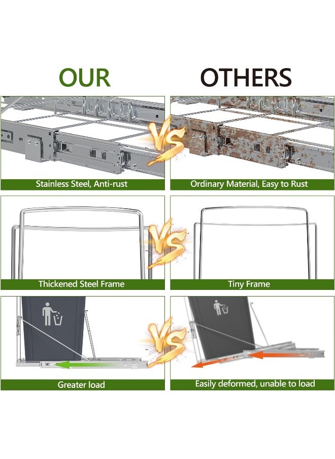 Generic - Pull Out Trash Can Under Cabinet with Removable Front Basket for Garbage Bag Storage, Cabinet Trash Can Pull Out Kit, Under Sink Trash Can Pull Out for 7-11 Gallon Trash Can (Not Include Can) - Image 1