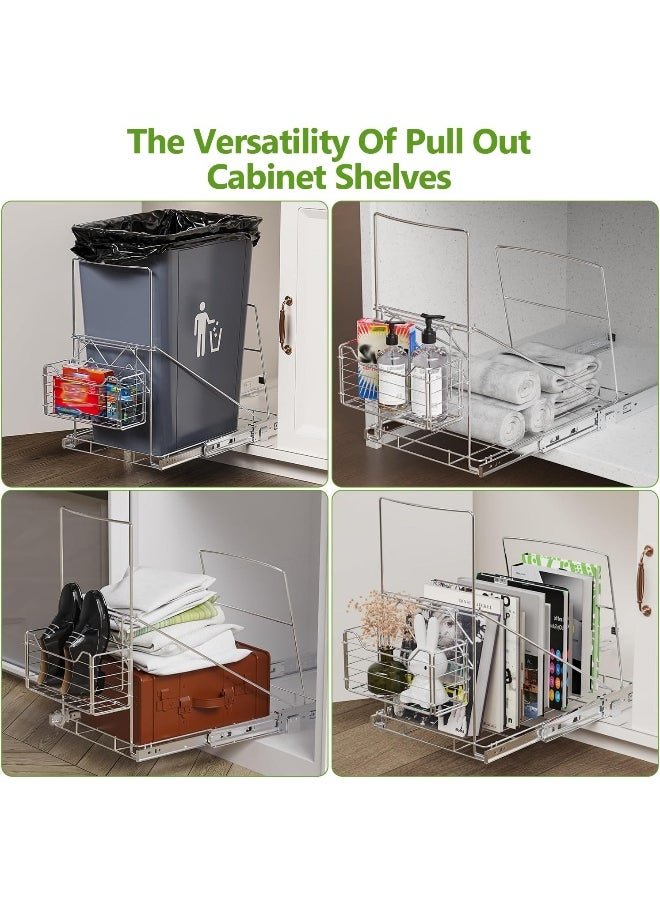Generic - Pull Out Trash Can Under Cabinet with Removable Front Basket for Garbage Bag Storage, Cabinet Trash Can Pull Out Kit, Under Sink Trash Can Pull Out for 7-11 Gallon Trash Can (Not Include Can) - Image 1
