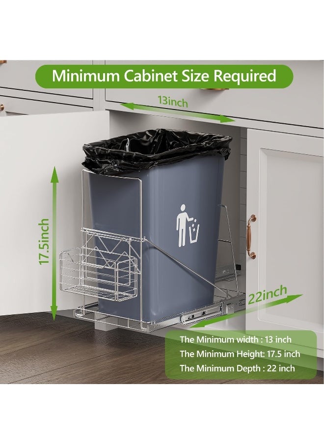 Generic - Pull Out Trash Can Under Cabinet with Removable Front Basket for Garbage Bag Storage, Cabinet Trash Can Pull Out Kit, Under Sink Trash Can Pull Out for 7-11 Gallon Trash Can (Not Include Can) - Image 1