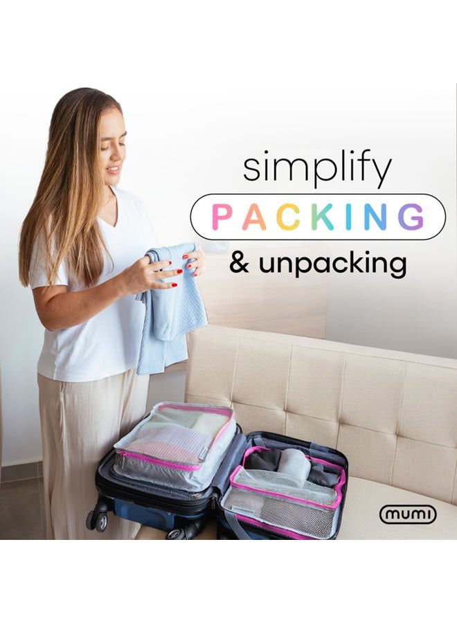 MUMI Packing Cubes, 5 Packing Cubes for Suitcases, Travel Bags Organizer for Luggage, Travel Essentials (Purple) - Image 2