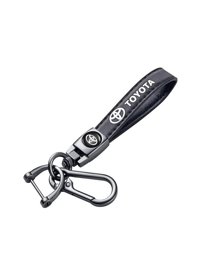 TOYOTA ACCSSORIES Toyota Leather Car Keychain for Men and Women | Durable Key Ring Accessories for Car, House, Office | Stylish Black Leather Key Holder | Perfect Family Gift  - Image 1