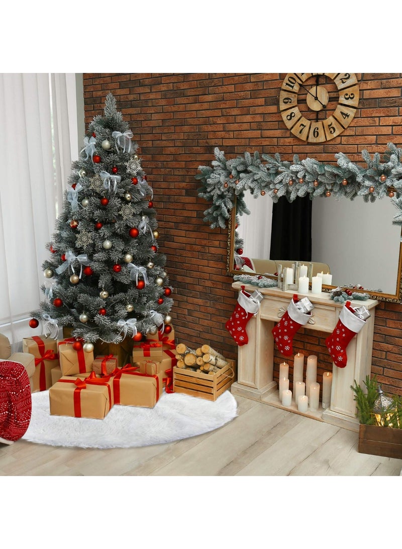 48 Inch Christmas Tree Skirt, Faux Fur Xmas Tree Skirts for 7.5 to 9 ft Trees, Tree Mat Base Cover Decorations Ornaments for Holiday Christmas Indoor Outdoor Decor - Image 5