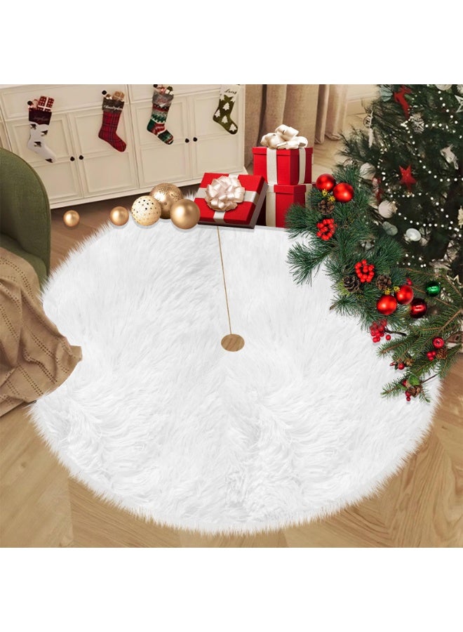 48 Inch Christmas Tree Skirt, Faux Fur Xmas Tree Skirts for 7.5 to 9 ft Trees, Tree Mat Base Cover Decorations Ornaments for Holiday Christmas Indoor Outdoor Decor - Image 3