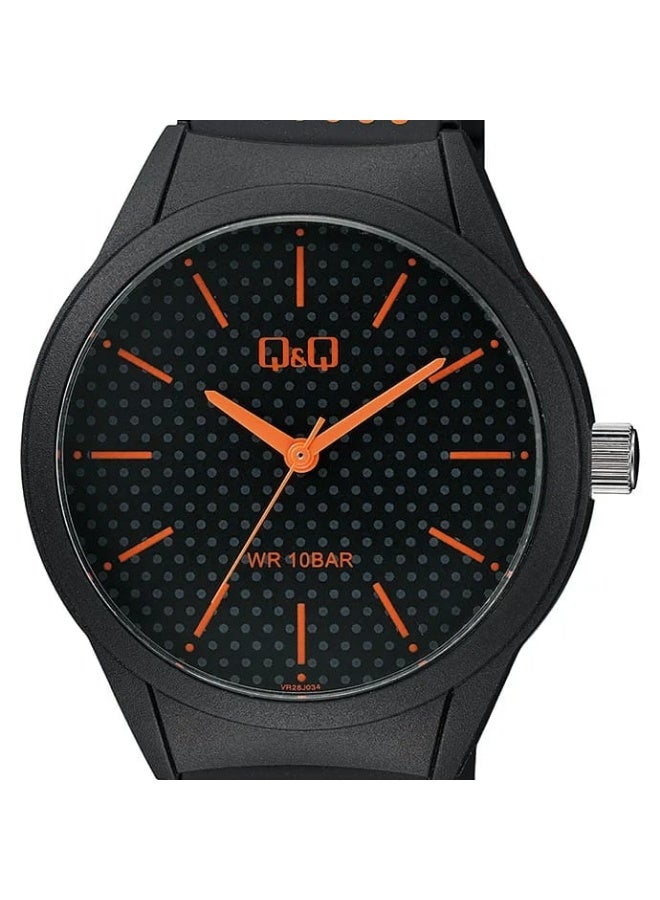 Q&Q Men's Analog Watch VR28J034Y, Black with Orange Accents - Image 1