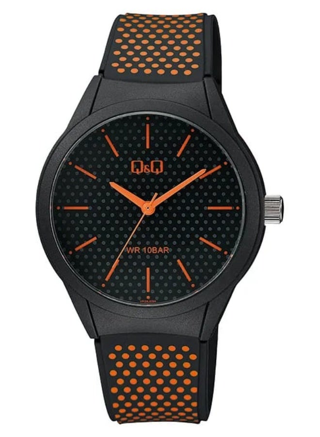 Q&Q Men's Analog Watch VR28J034Y, Black with Orange Accents - Image 2