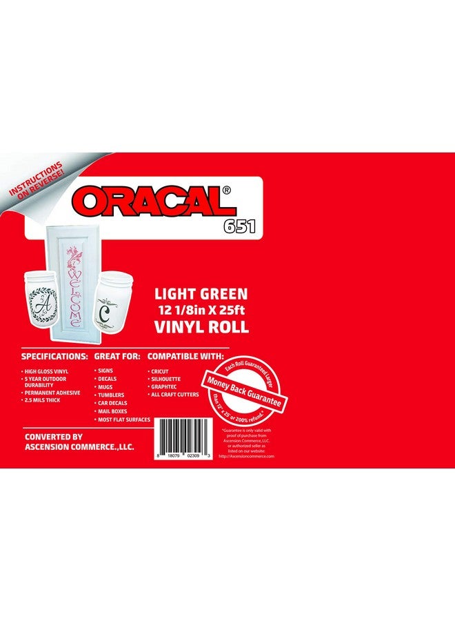ORACAL 12.125" X 25Ft Roll Of Oracal 651 Light Green Craft Vinyl On A 2.5" Core Adhesive Vinyl For Cricut Silhouette And Cameo Cutters Gloss Finish Outdoor And Permanent - Image 3