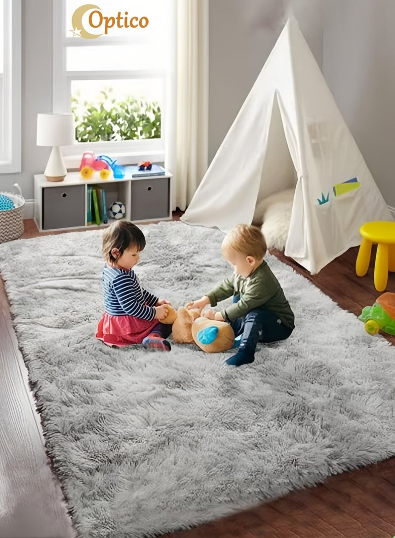 Optico Super Soft Rugs Fluffy Carpets Tie-Dye Rugs for Living Room Bedroom Girls Kids Room Nursery Home Decor Non-Slip Machine Washable Carpet - Image 1