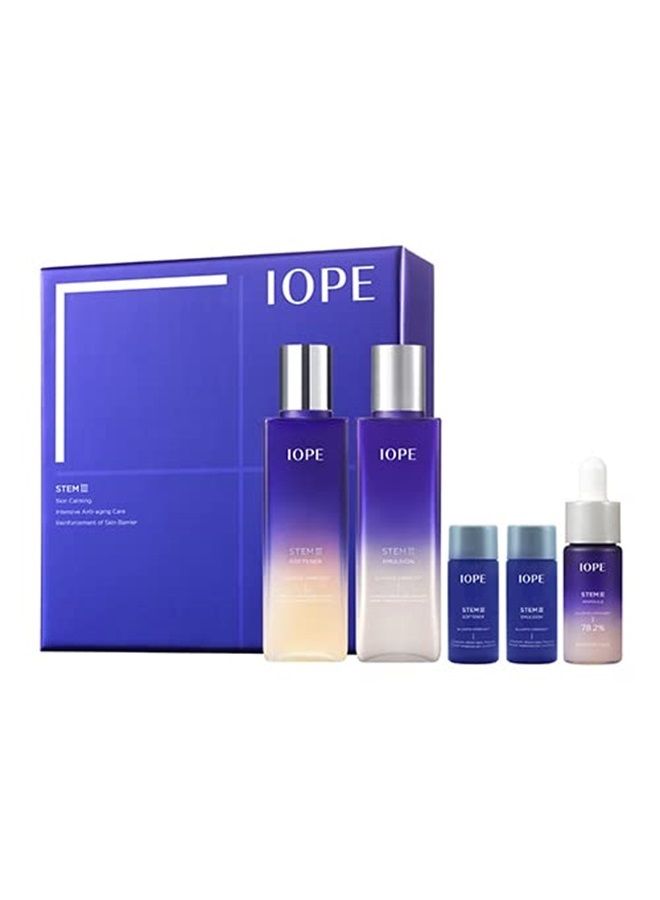 Iope STEM III Skin Care Set, Intense Anti-aging Face Toner, Lotion, Ampoule with Hyaluronic Acid - Facial Care Kit for Hydration & Skin Barrier Strength, Korean Skin Care - 3pcs with 2 samples
