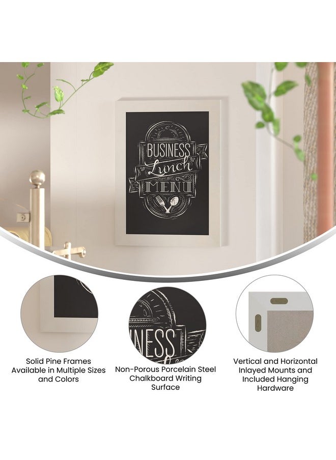 HBCY Creations 20" X 30" Matte White Solid Wood Frame Wall Chalkboard, Magnetic Surface, Home Décor, Restaurant & Café Menus, Blackboard, Includes Chalk, Eraser & Hanging Hardware  - Image 2